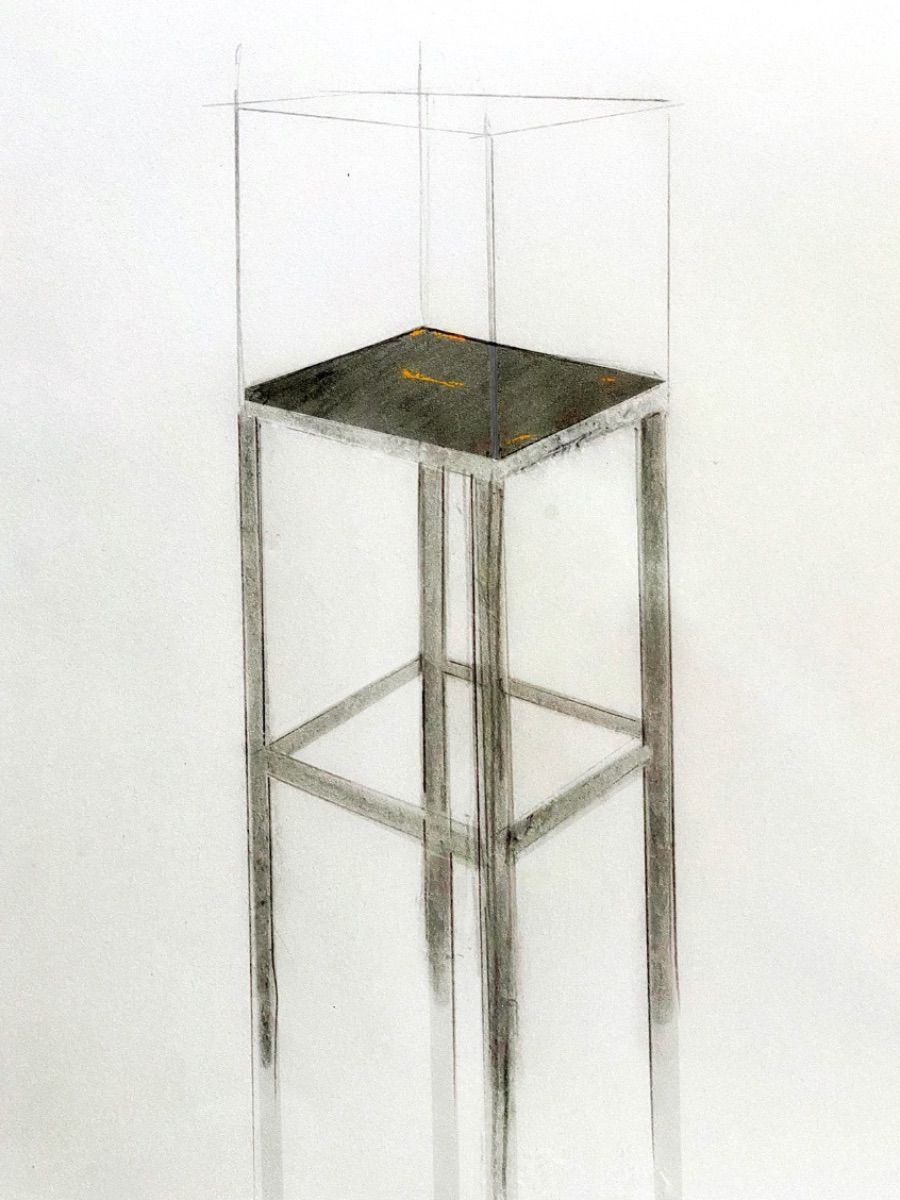 Henrik Strömberg, sketch for his work at the exhibition VERGOLDET | VERGILDET, Schloss Biesdorf, curated by Harald Theiss, 2022